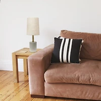 Lalia Home 18" Antique Brass Concrete Table Lamp with Linen Shade