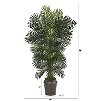 6.5ft. Golden Cane Palm Tree in Metal Planter