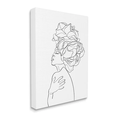 Stupell Industries Woman Slouching with Headwrap Minimalism Linework Canvas Wall Art