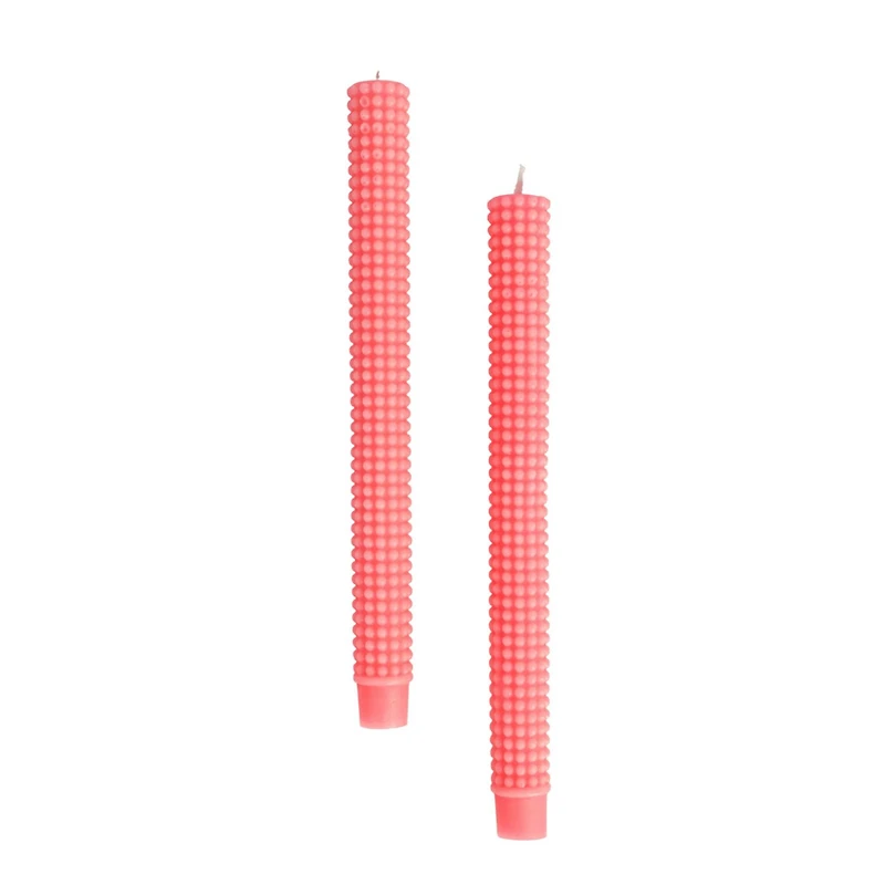 Hello Honey® 10" Pink Unscented Hobnail Taper Candles, 2ct.