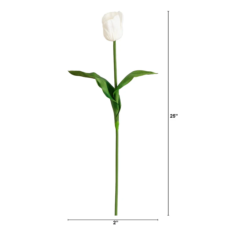 25" White Tulip Flower Stems, 3ct.