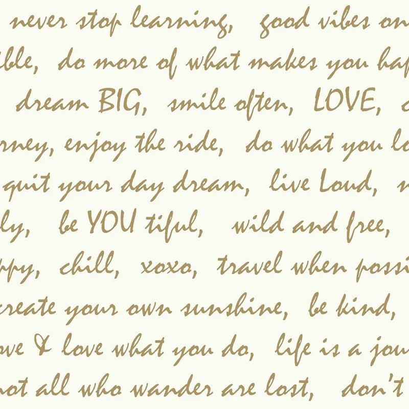 RoomMates Gold Dream Big Script Peel & Stick Wallpaper