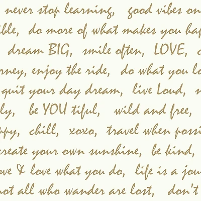 RoomMates Gold Dream Big Script Peel & Stick Wallpaper