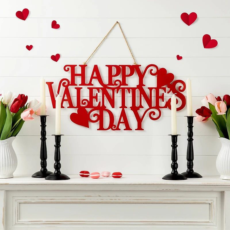Glitzhome® 24" Metal "HAPPY VALENTINE'S DAY" Wall Decor