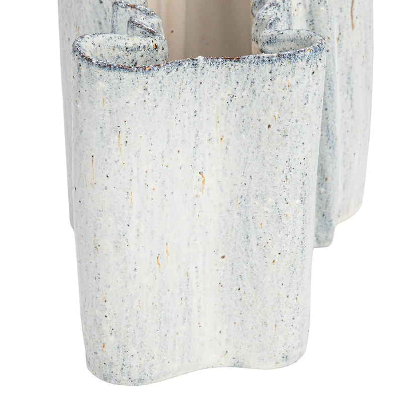 Hello Honey® 8.75" White Organic Stoneware Vase with Reactive Glaze