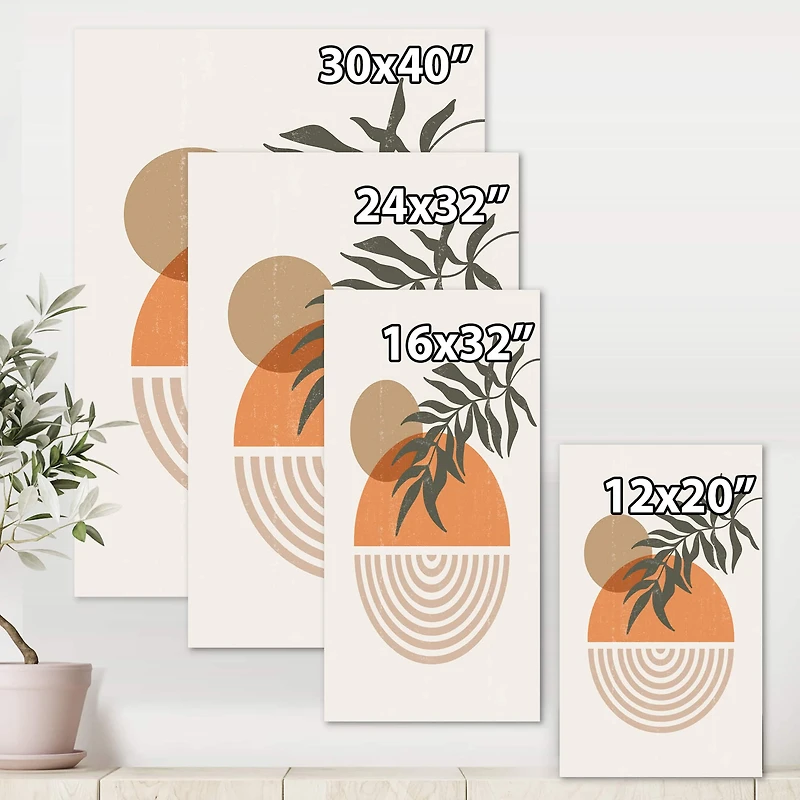 Designart - Abstract Geometrical Sun and Moon With Leaf I