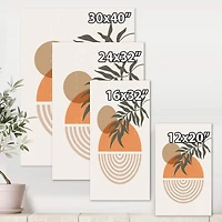 Designart - Abstract Geometrical Sun and Moon With Leaf I