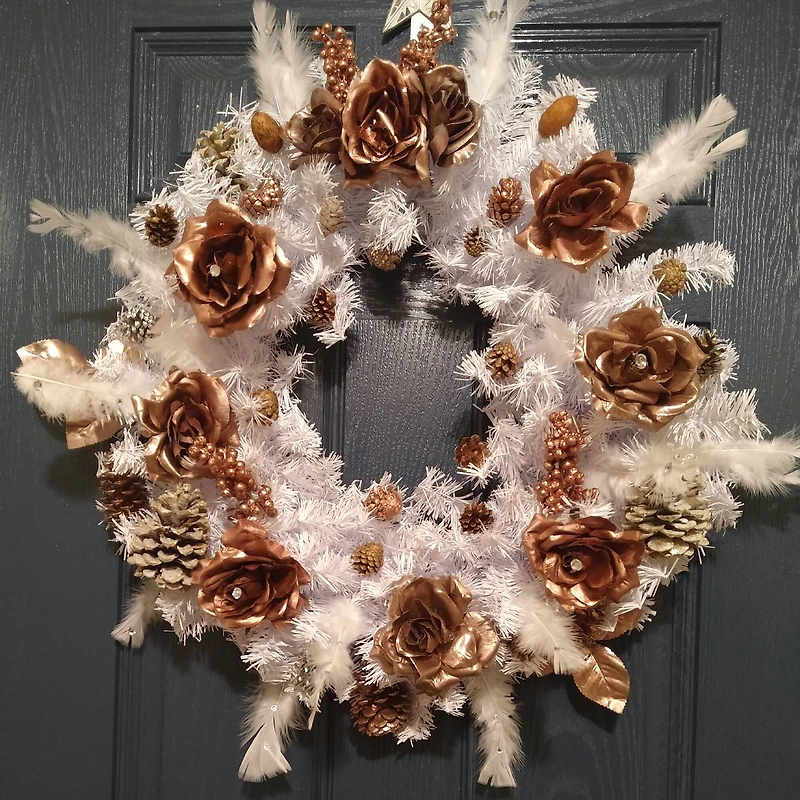 24" White Canadian Pine Artificial Christmas Wreath
