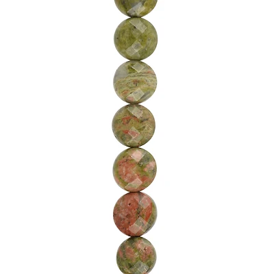 Green & Orange Unakite Faceted Coin Beads, 8mm by Bead Landing™