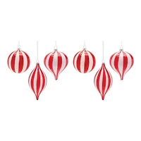 6ct. Striped Glass Ornaments