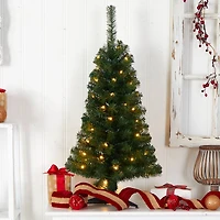3ft. Pre-Lit Green Artificial Christmas Tree, Warm White LED Lights