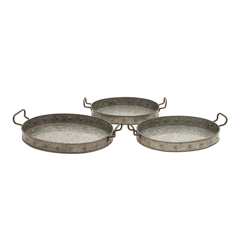 Grey Metal Farmhouse Tray Set