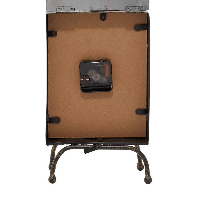 Brass Metal Rustic Clock, 14" x 8" x 4"