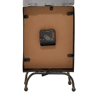 Brass Metal Rustic Clock, 14" x 8" x 4"