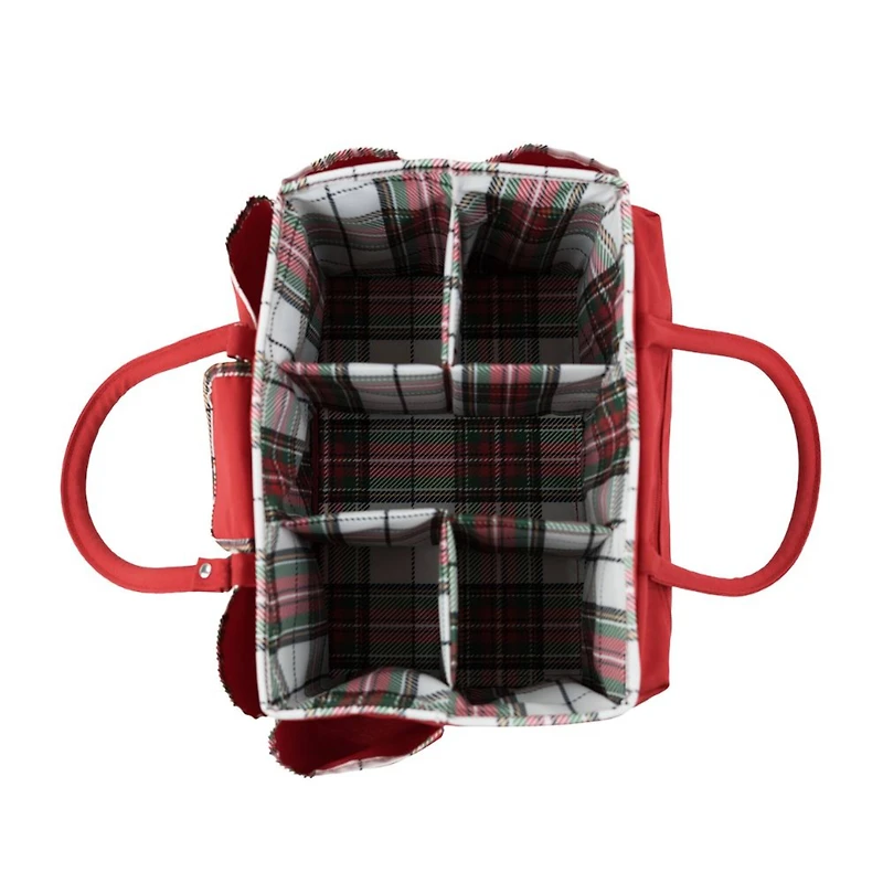 Everything Mary Red & Plaid Print Gift Wrap Accessory Tote