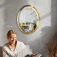 Head West Oval Brushed Gold Metal Framed Bathroom Mirror