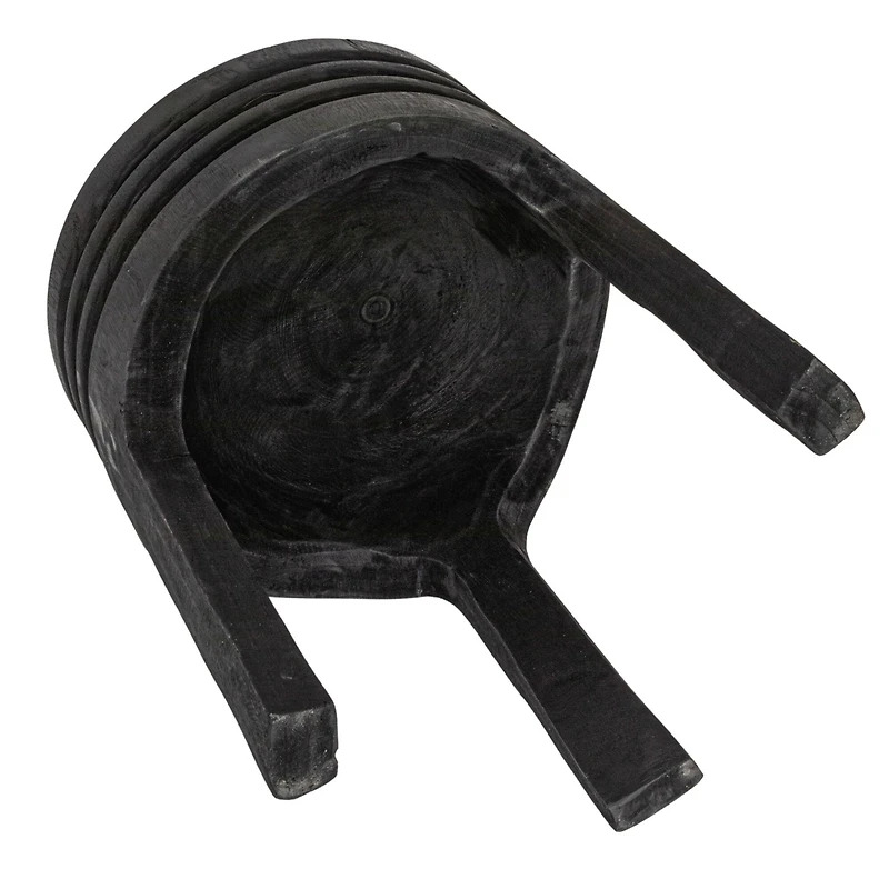 Hello Honey® 15.8" Round Paulownia Wood Carved Stool