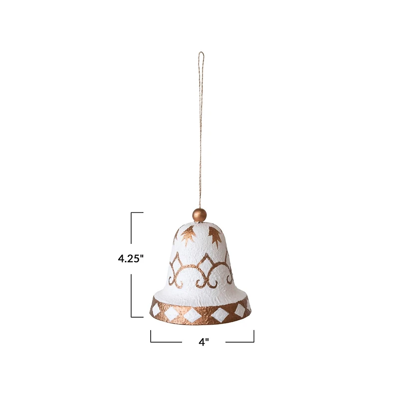 Hello Honey® 4.25" White & Gold Plastic Bell Ornament