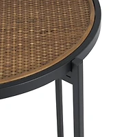 Black Metal & Woven Rattan Accent Table Set