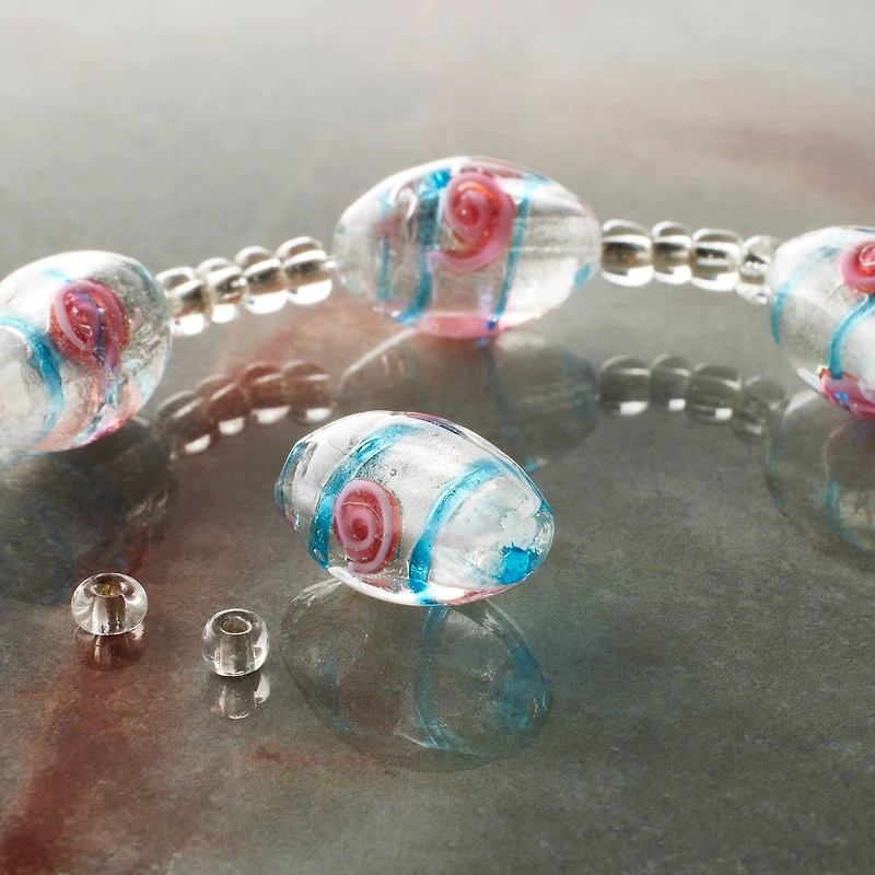 Flower Oval Lampwork Glass Bead Mix by Bead Landing™