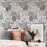 NuWallpaper Black Secret Garden Peel & Stick Wallpaper