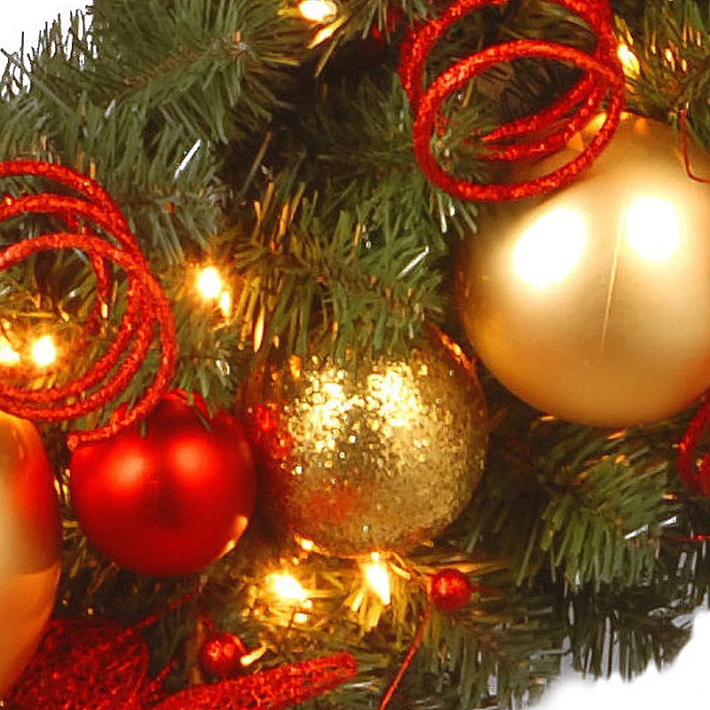 36" Decorative Collection Cozy Christmas Wreath With Red & Clear Lights