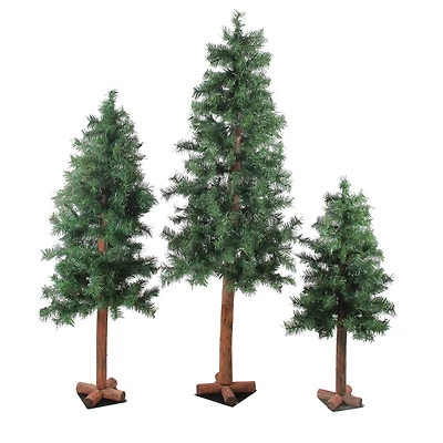 3ft., 4ft., & 5ft. Unlit Woodland Alpine Artificial Christmas Tree Set