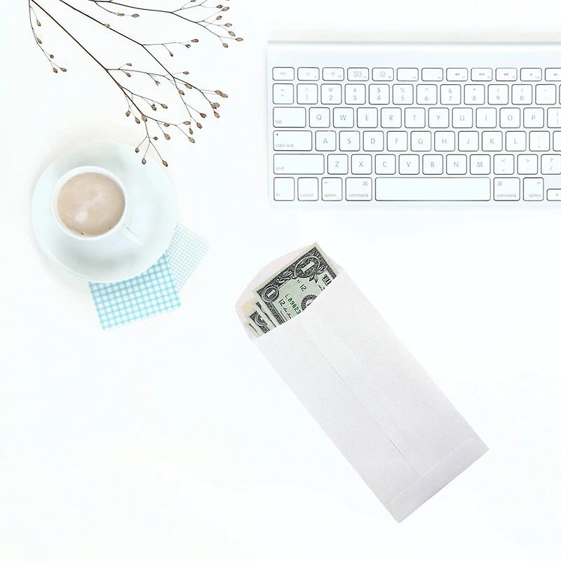 JAM Paper 3.5" x 6.5" White Coin Business Envelopes