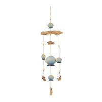 3ft. Blue Ceramic Shell Handmade Ombre Windchime with Driftwood & Bead Accents