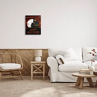 Stupell Industries Happy Halloween Haunted House Canvas Wall Art