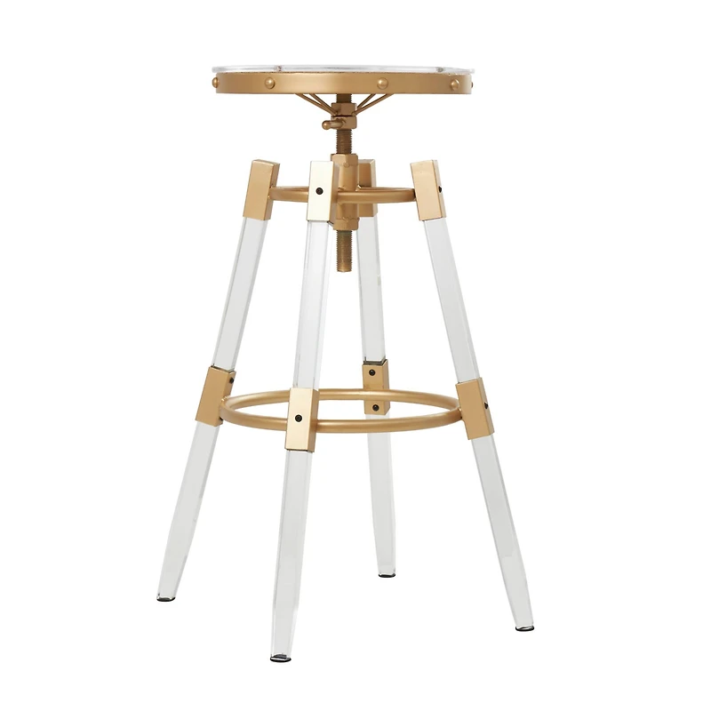 27" Gold Acrylic Bar Stool with Clear Acrylic Accents