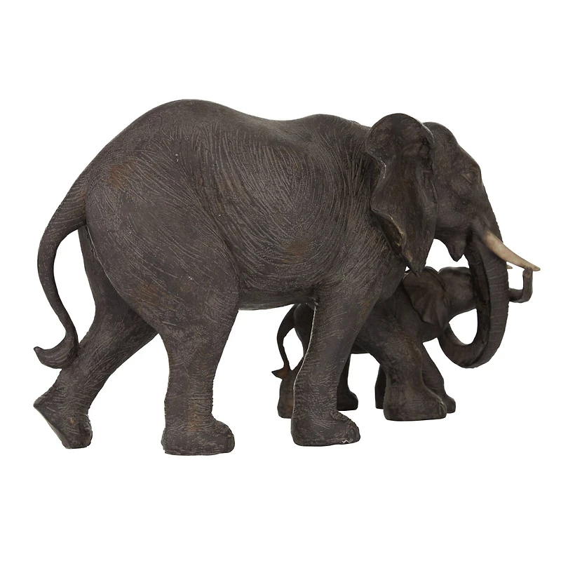 14" Dark Brown Eclectic Elephant Sculpture