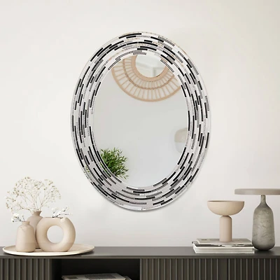 Head West Charcoal Tile Framed Oval Wall Vanity Mirror - 23" x 29"