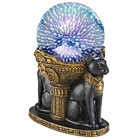 Design Toscano 7" LED Bastet Cat Goddess Cosmic Sphere Illuminated Statue