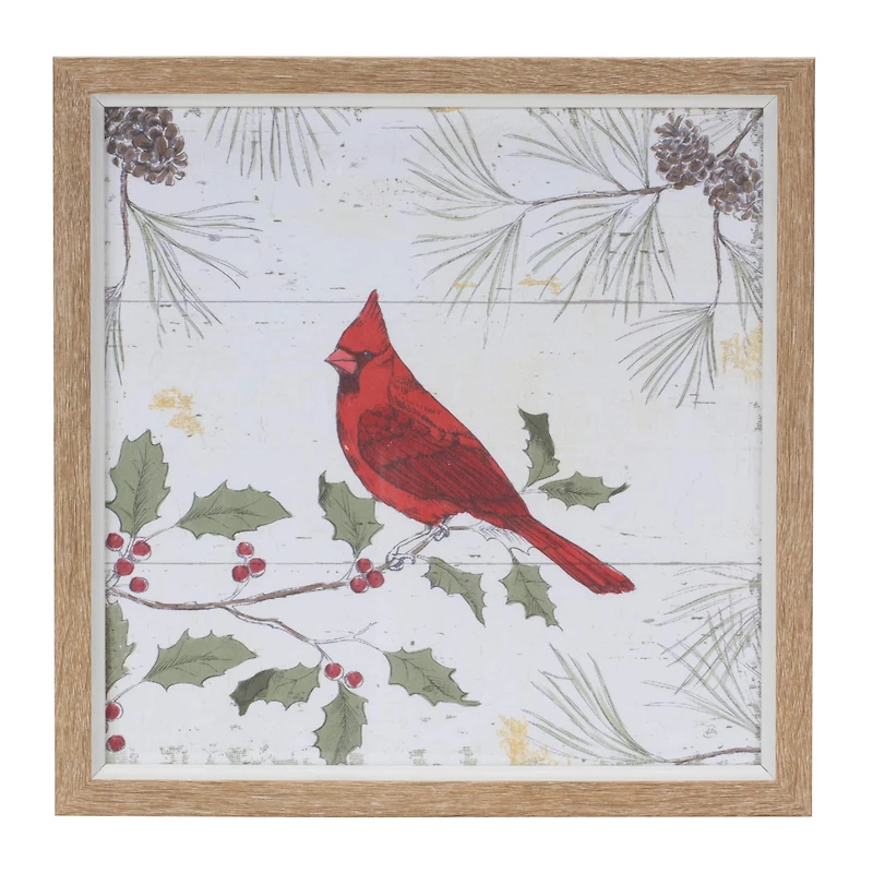 Framed Deer & Cardinal Bird Wall Art Set
