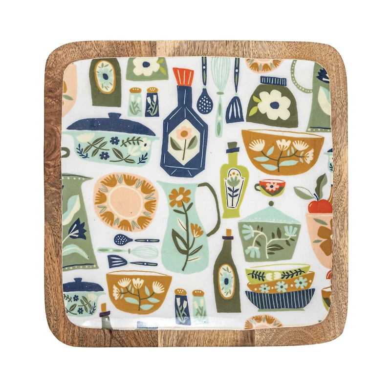 Hello Honey® Bon Apetit Enameled Mango Wood Tray Set