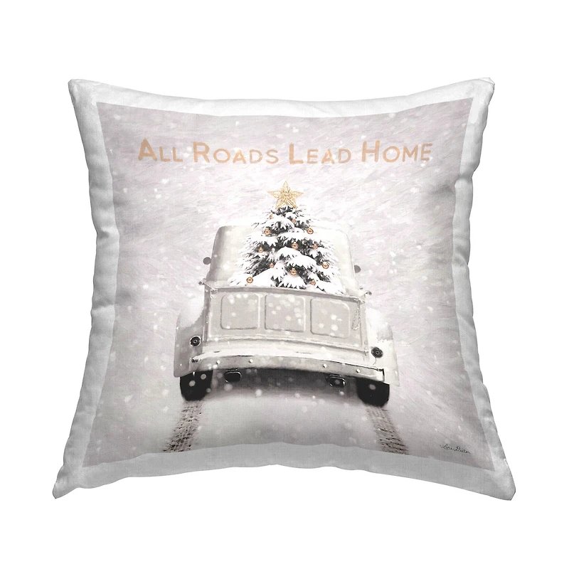 Stupell Industries All Roads Lead Home Christmas Tree Throw Pillow