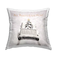 Stupell Industries All Roads Lead Home Christmas Tree Throw Pillow