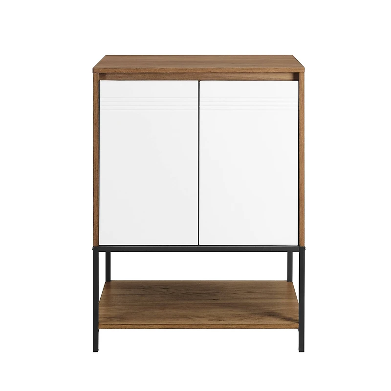 Walker Edison English Oak/White 2 Door Accent Cabinet