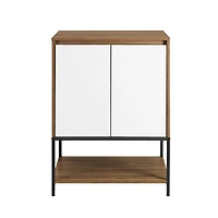 Walker Edison English Oak/White 2 Door Accent Cabinet