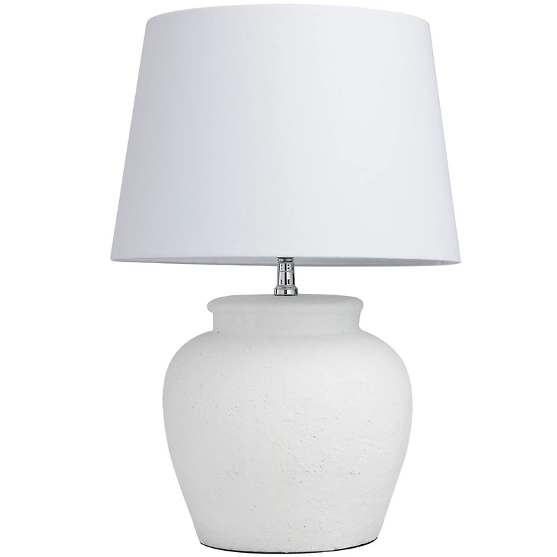 White Cement Pot Textured Table Lamp