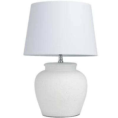 White Cement Pot Textured Table Lamp