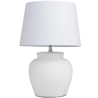 White Cement Pot Textured Table Lamp
