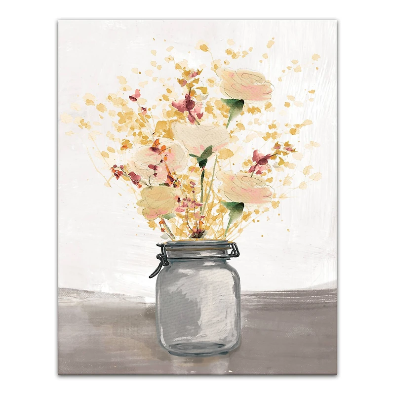 Floral Mason Jar Canvas Wall Art