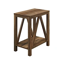 Walker Edison Reclaimed Barnwood Narrow A-Frame Side Table