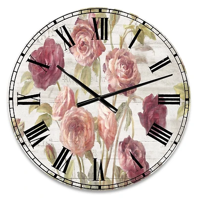 Designart French Roses I Farmhouse Wall Clock