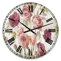 Designart French Roses I Farmhouse Wall Clock