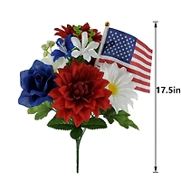 17.5" Red, White & Blue Dahlia Mix Bush with Flag by Celebrate It™