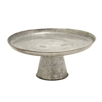 16" Gray Metal Galvanized Cake Stand
