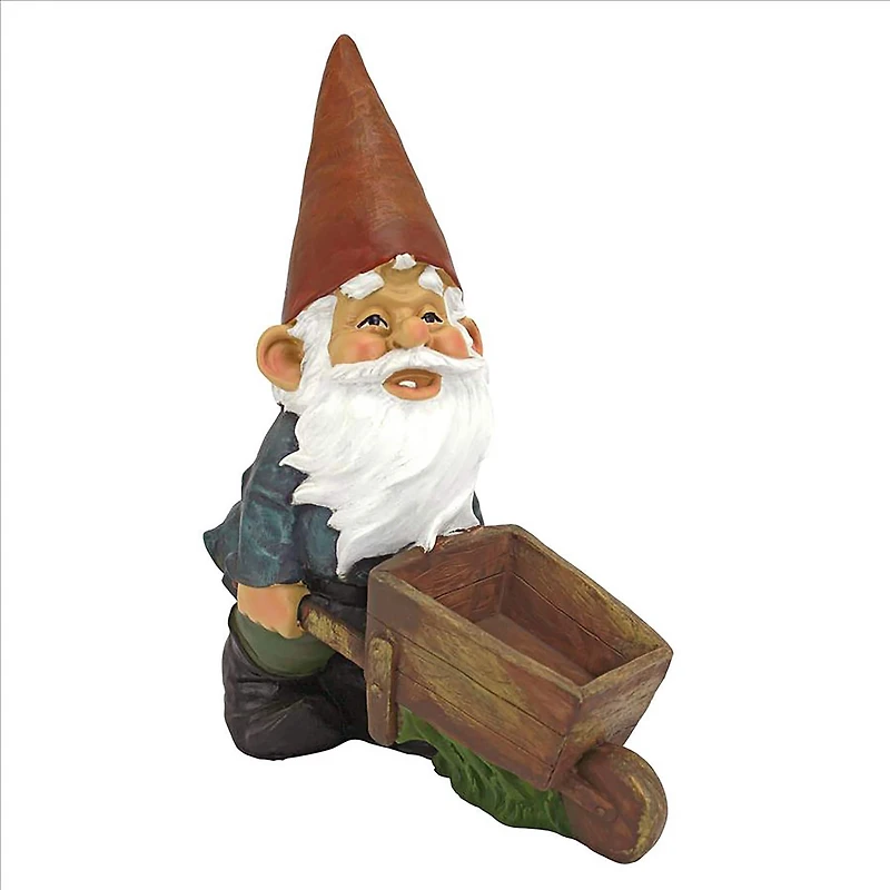 Design Toscano 12" Wheelbarrow Willie: Garden Gnome Statue